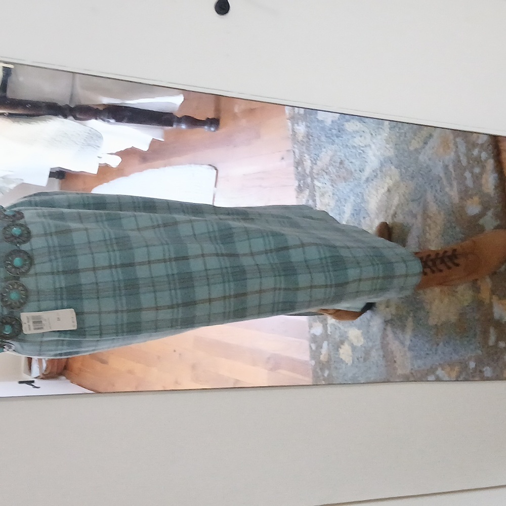 NWT Vintage Pendleton Virgin Wool Teal Lined Plaid Pencil Skirt Sz 12